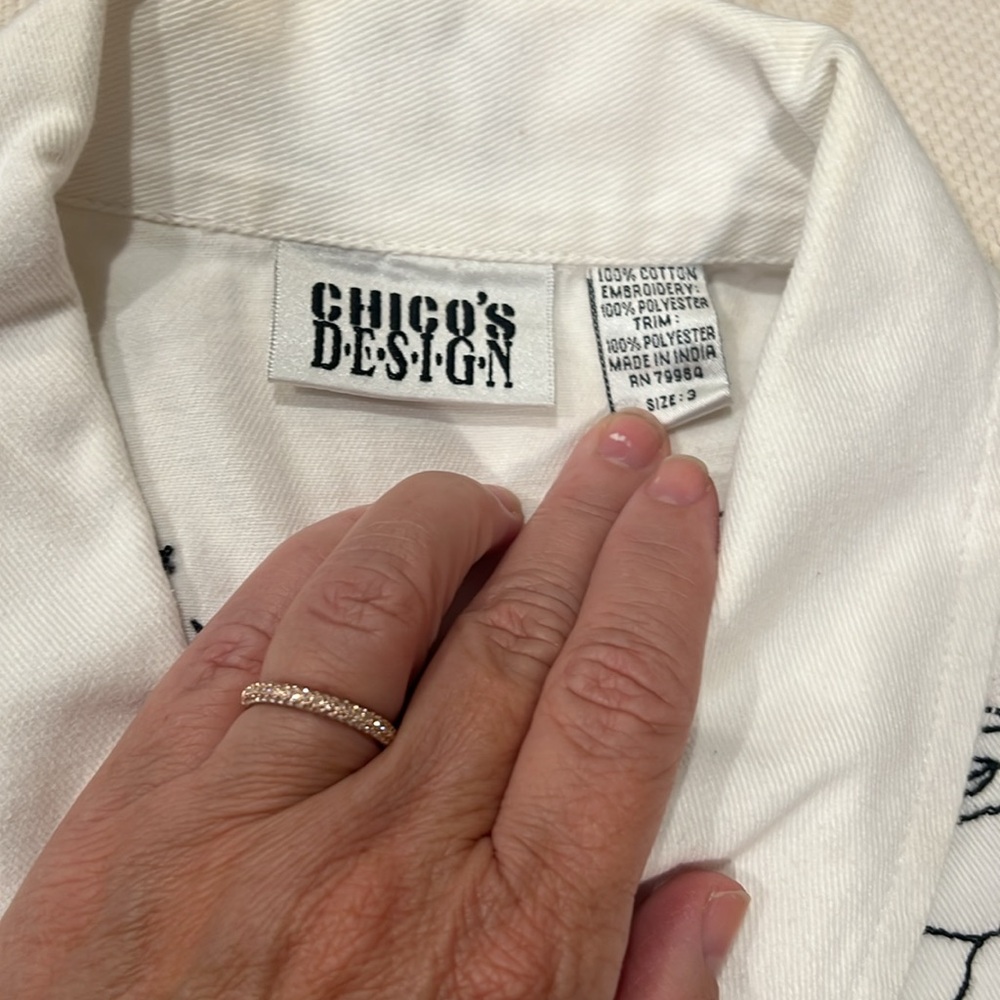 Chicos white denim jacket with black and white pattern - Picture 2 of 4